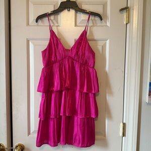 Vibrant Pink Ruffle Dress